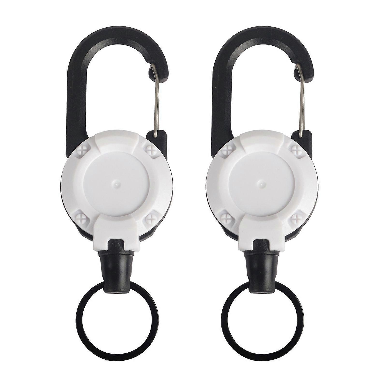 Jikaix 2Pcs Heavy Duty Retractable Keychain Badge Holder Multi Tool Carabiner Clip Keys Badges Tactical ID Reel with Retractable Cord