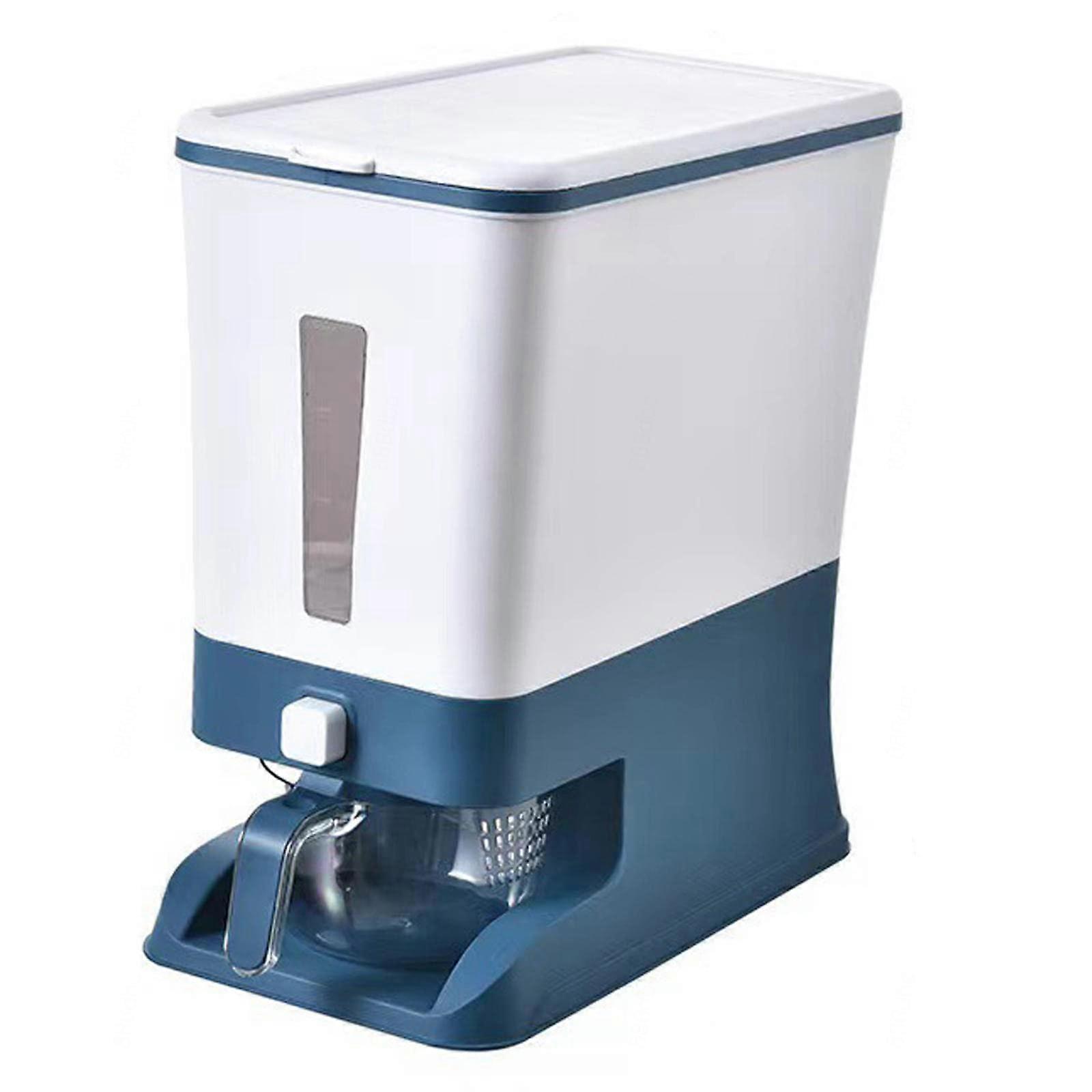 Cereal Dispenser OneClick Rice Output Multigrain Storage Tank Cup Dry Rice Container Sealed Grain Storage Blue