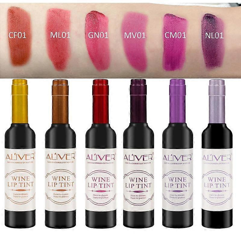 ��New Look�� Upgrade 6 Shades Wine Lip Tint Set,  6 Hours Super Long-lasting and High Pigmentation Makeup Cosmetic