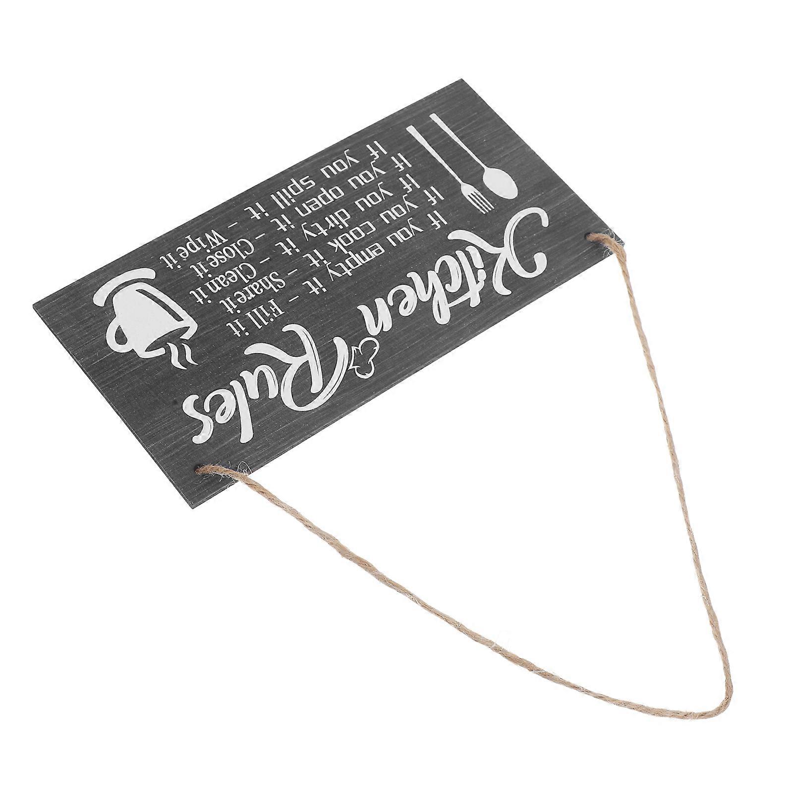 Decorative Sign Plaque Kitchen Wall Kitchen Rules Door Hanging Rustic Grey 1Pcs