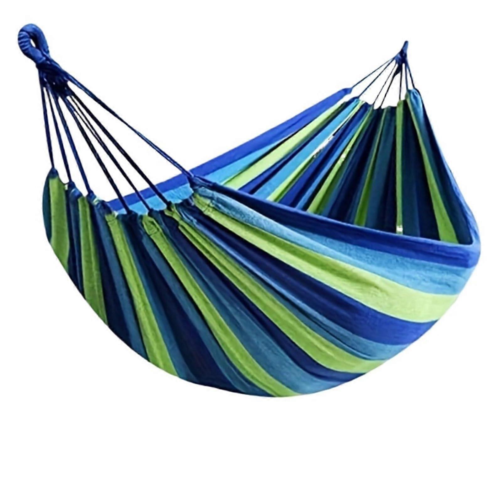 Camping Hammock Single Wide Thick Canvas Fabric with Backpack for Outdoor Travel Swing Blue