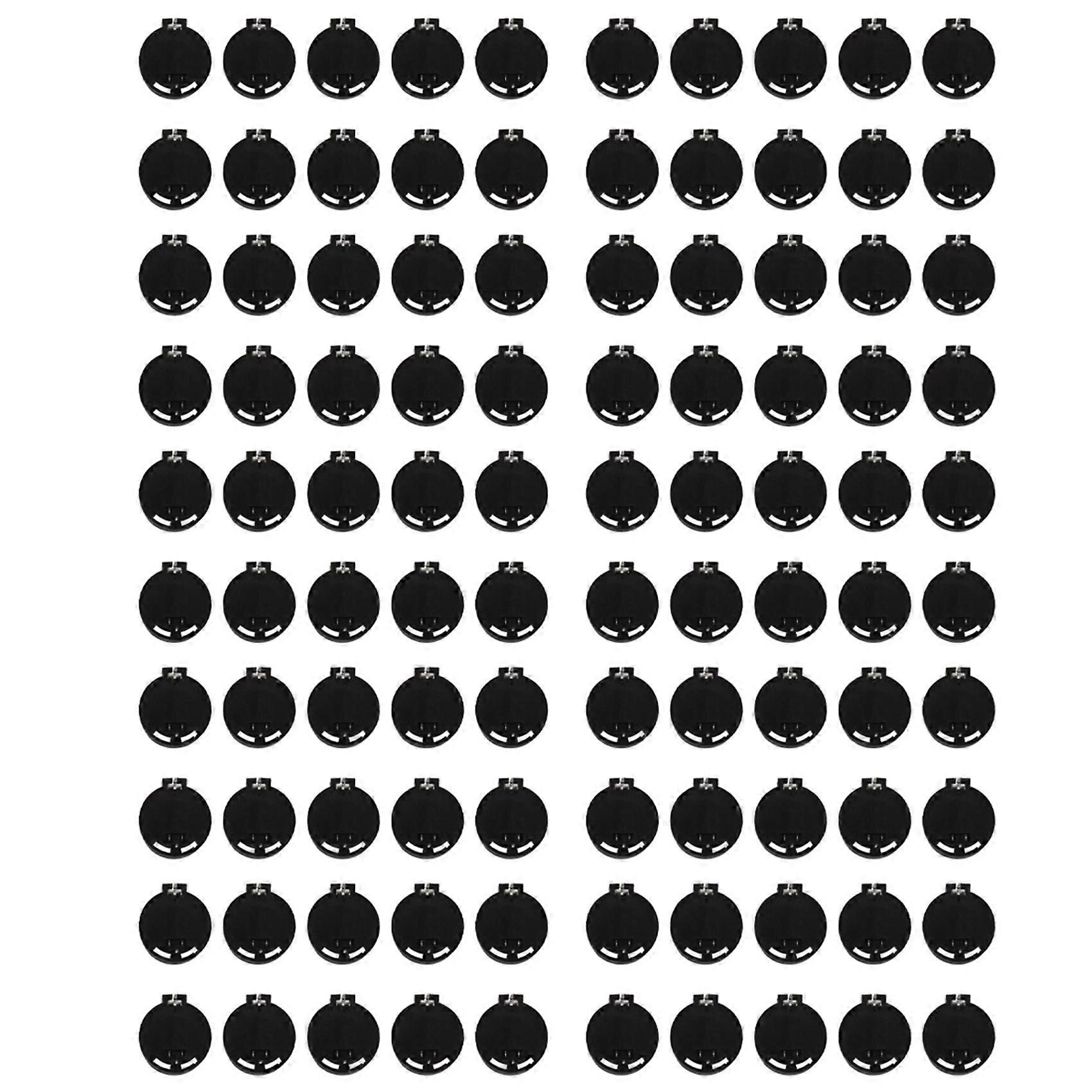 100pcs Black Round Button Battery Holder Case for CR2032 2016 2025