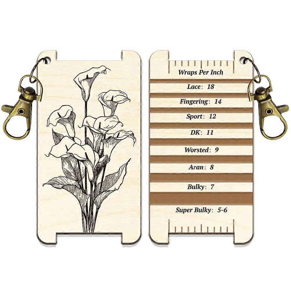 1 Pc Calla Lily Spinning Control Card Plant Yarn WPI Guide Gauge with Clasp Wood Yarn Wrap Guide Board with Diz for Spinners Yarn Measuring Tools Croc