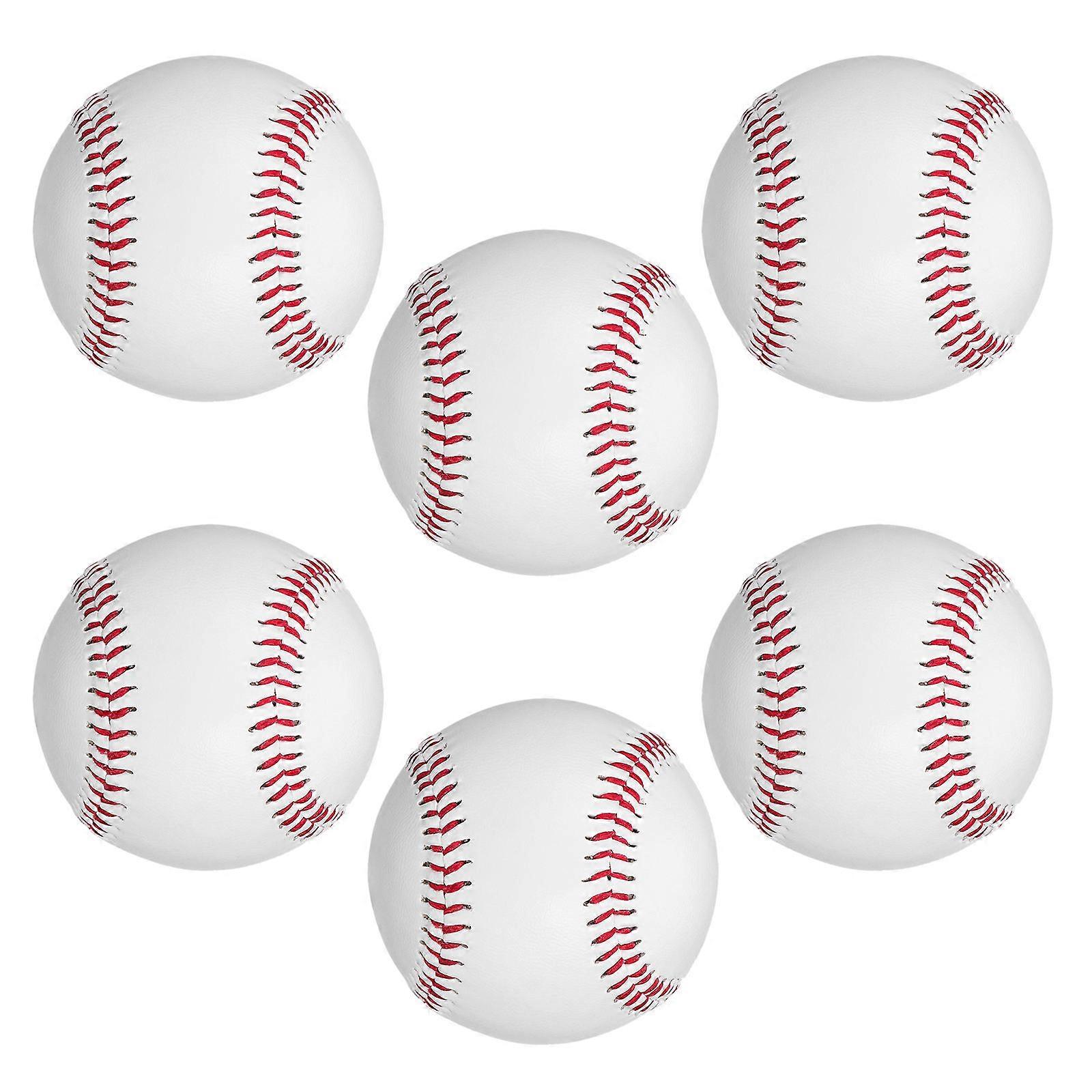 Baseball Practice Balls Training for Throwing 6Pcs White PVC and Wood Core