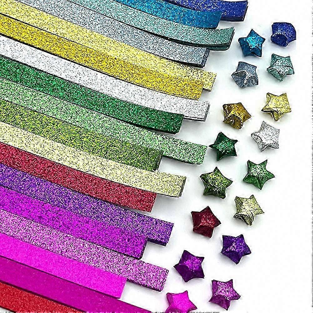 Glitter Diamond Star Paper Frosted Folding DIY Handmade Origami Gradient