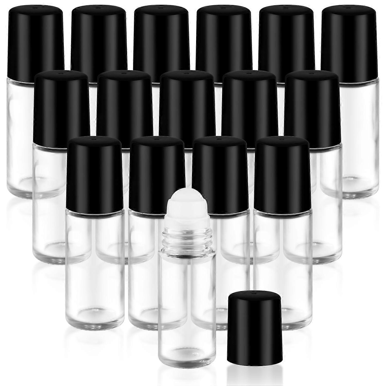 16 Pcs 30ml Glass Roller Bottles for Essential Oils and Fragrance with Smooth Ball Black Lids