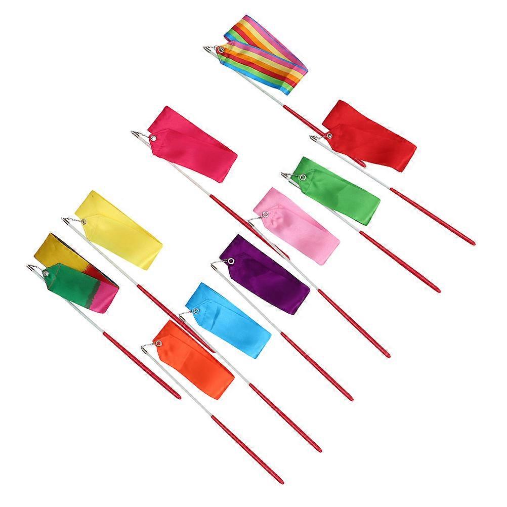 Rhythmic Gymnastics Satin Ribbon for Dancing 10Pcs in Assorted Colors