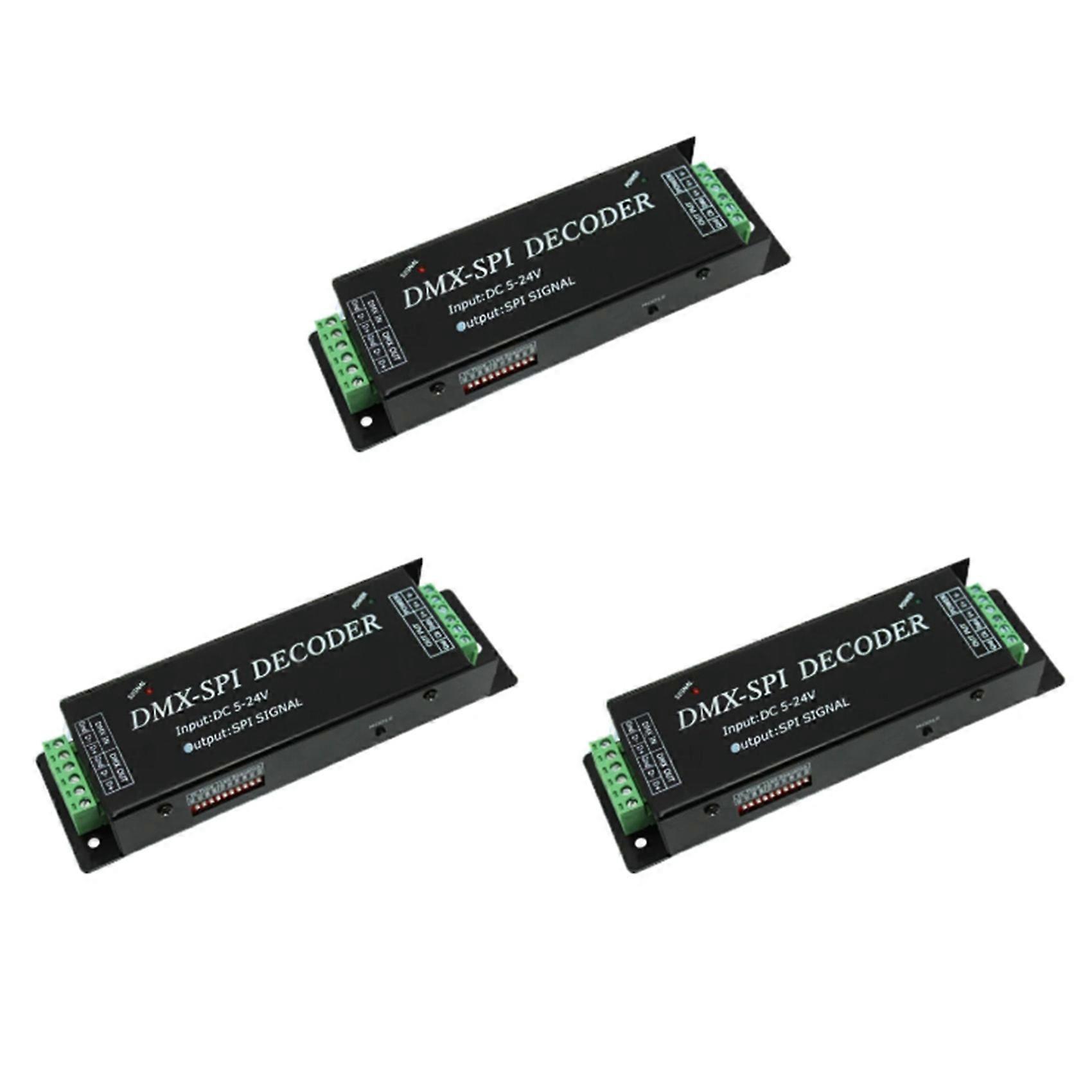 3X DMX200 SPI Signal LED Controller DMX to Decoder for 2801 6803 2812 2811 Strip Light Tape DC5V 12V 24V