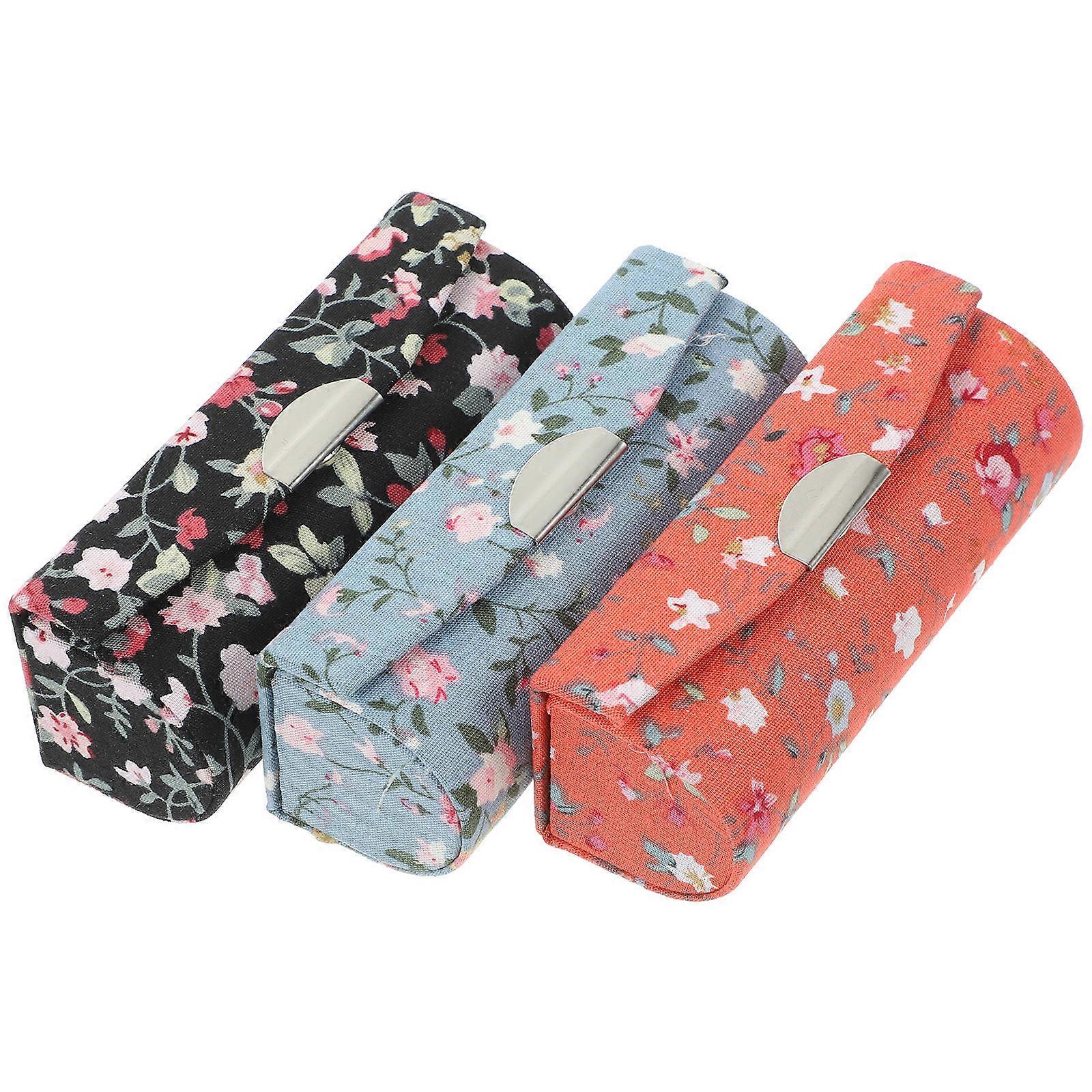 Lipstick Case Retro Embroidered Flower Pattern for Storage Use 9Pcs