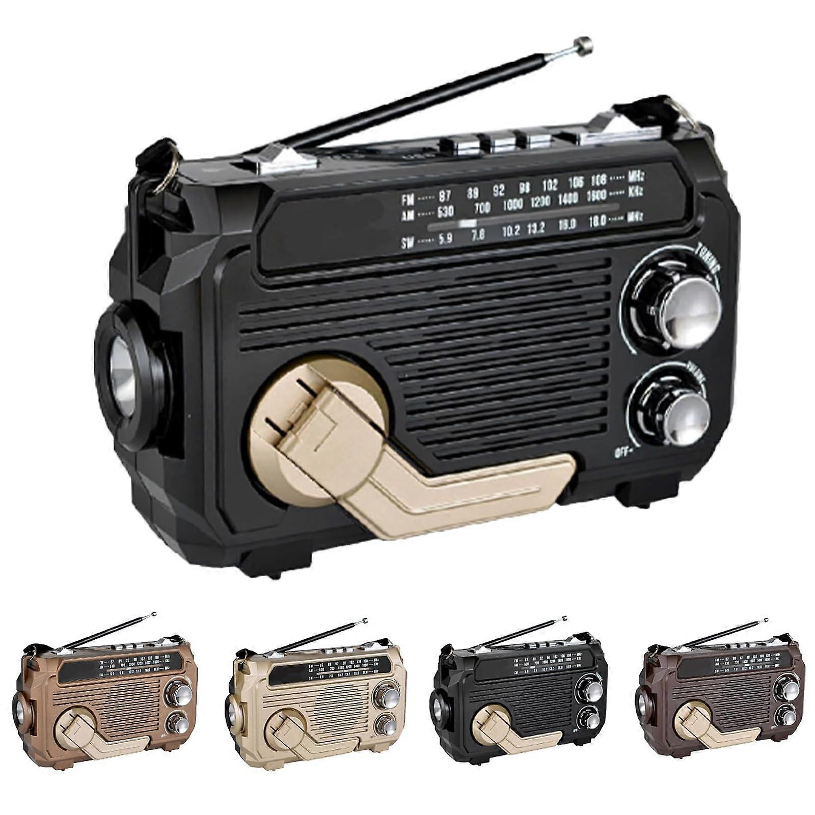 Solar Powered Portable Radio with Bluetooth 5.2, Hand Crank Charging, AM/FM/SW for Camping