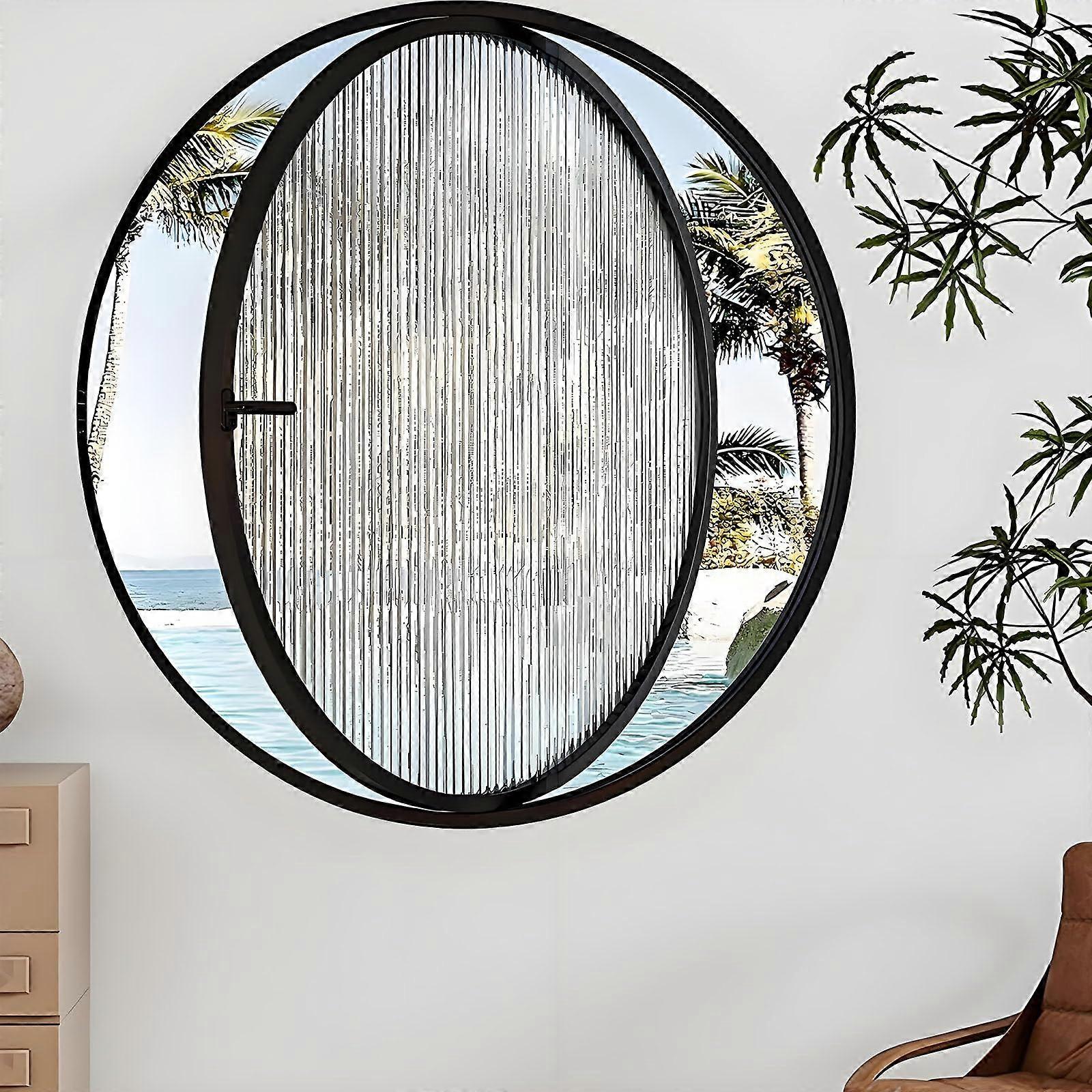 Round Rotating Porthole Window 80cm with Tempered Glass, Aluminum Frame, 360° Ventilation for Home and Boat