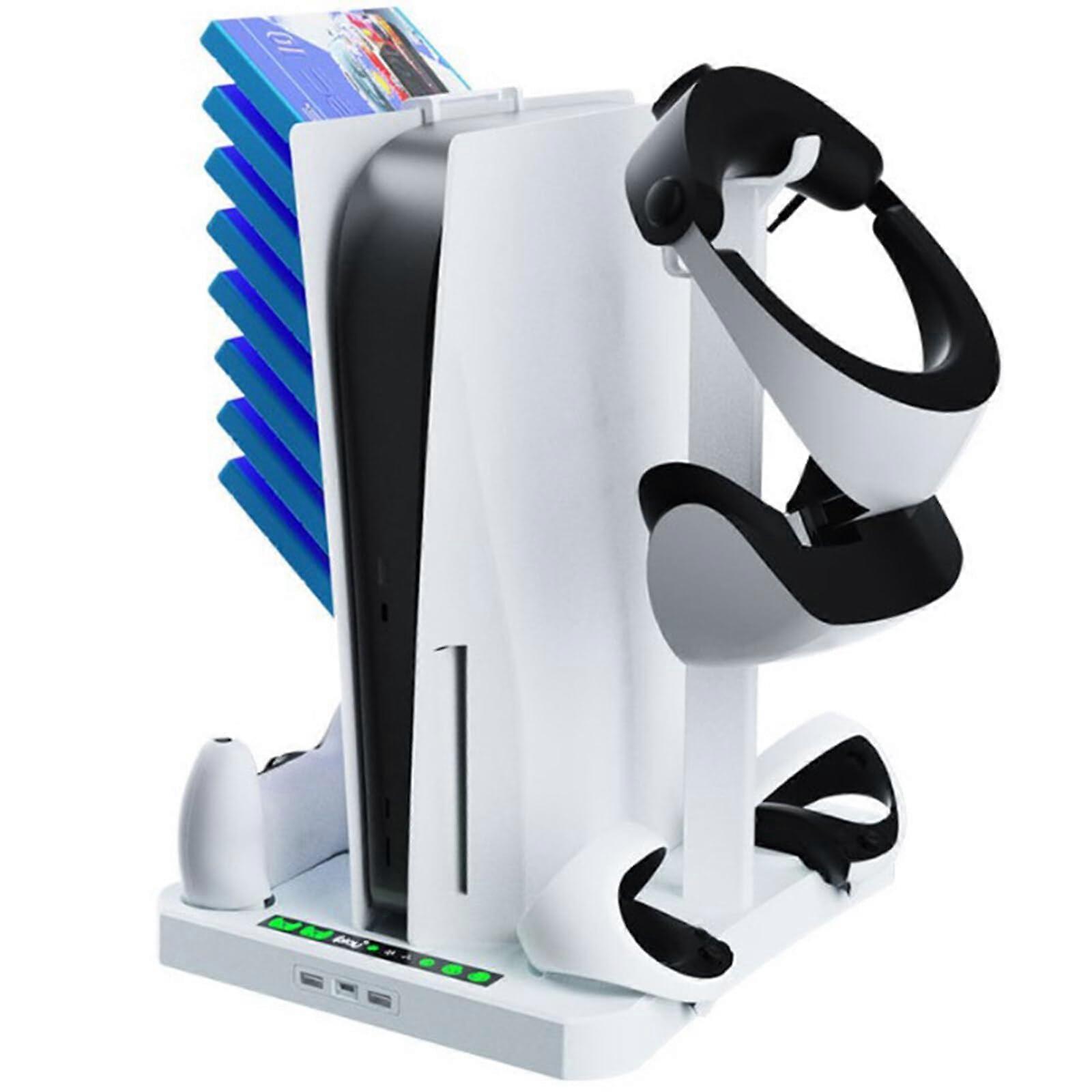 Cooling Stand for PS5 with Fast Heat Dissipation, Charging Station for PS5 and PS VR2, Headset Holder