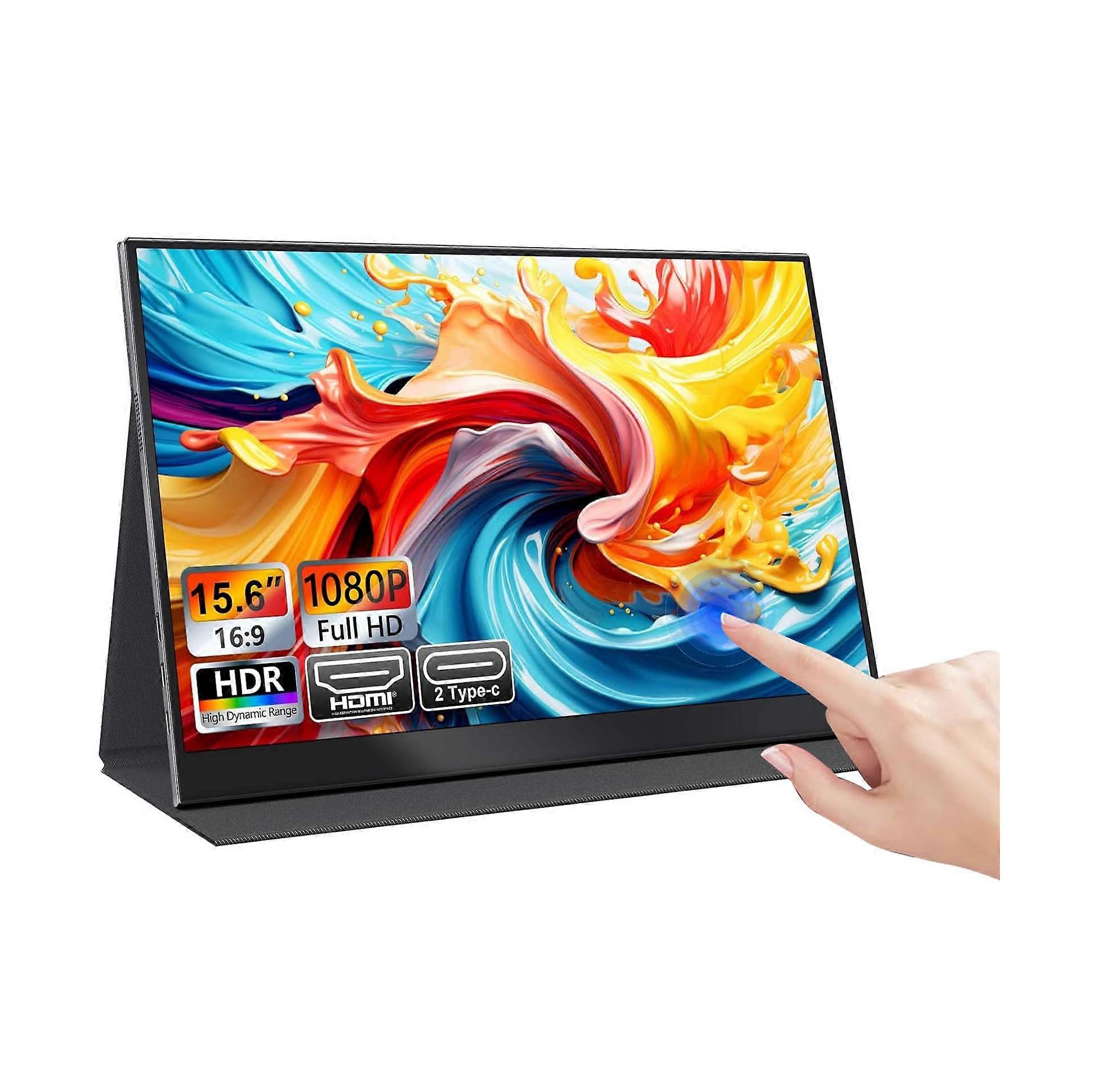 AHXJKA15.6 inch Touch  Portable Monitor 1920*1080 IPS Panel Display HDMI-compatible With XBOX Stick Switch Raspberry PI Laptop