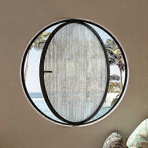 Round Tempered Glass Window with Aluminum Alloy Frame, 360° Rotatable Ventilation, Black