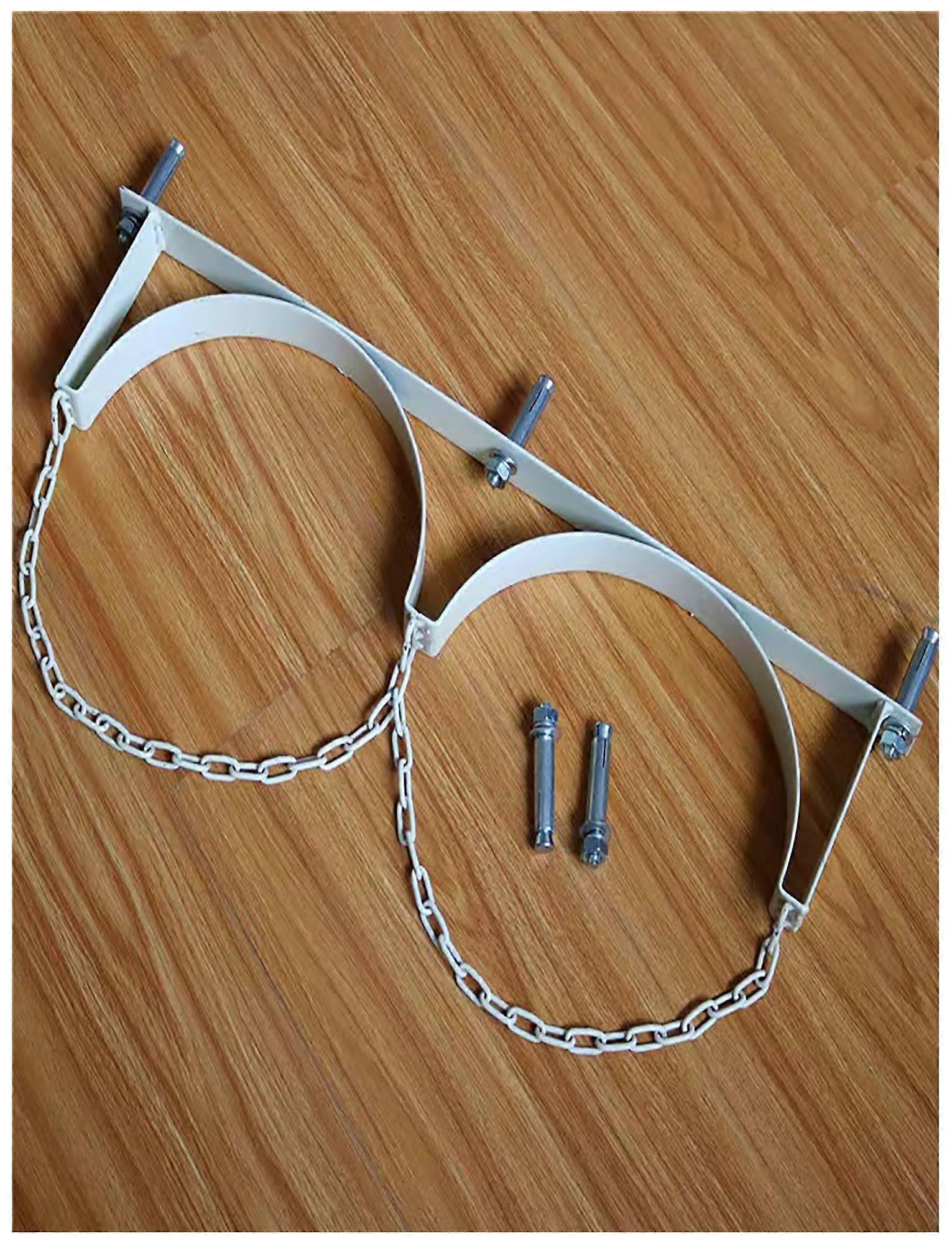 Oxygen Cylinder Holder Wall Mounted Rack for 40L Tanks with Safety Chain Durable Stand 64x13cm