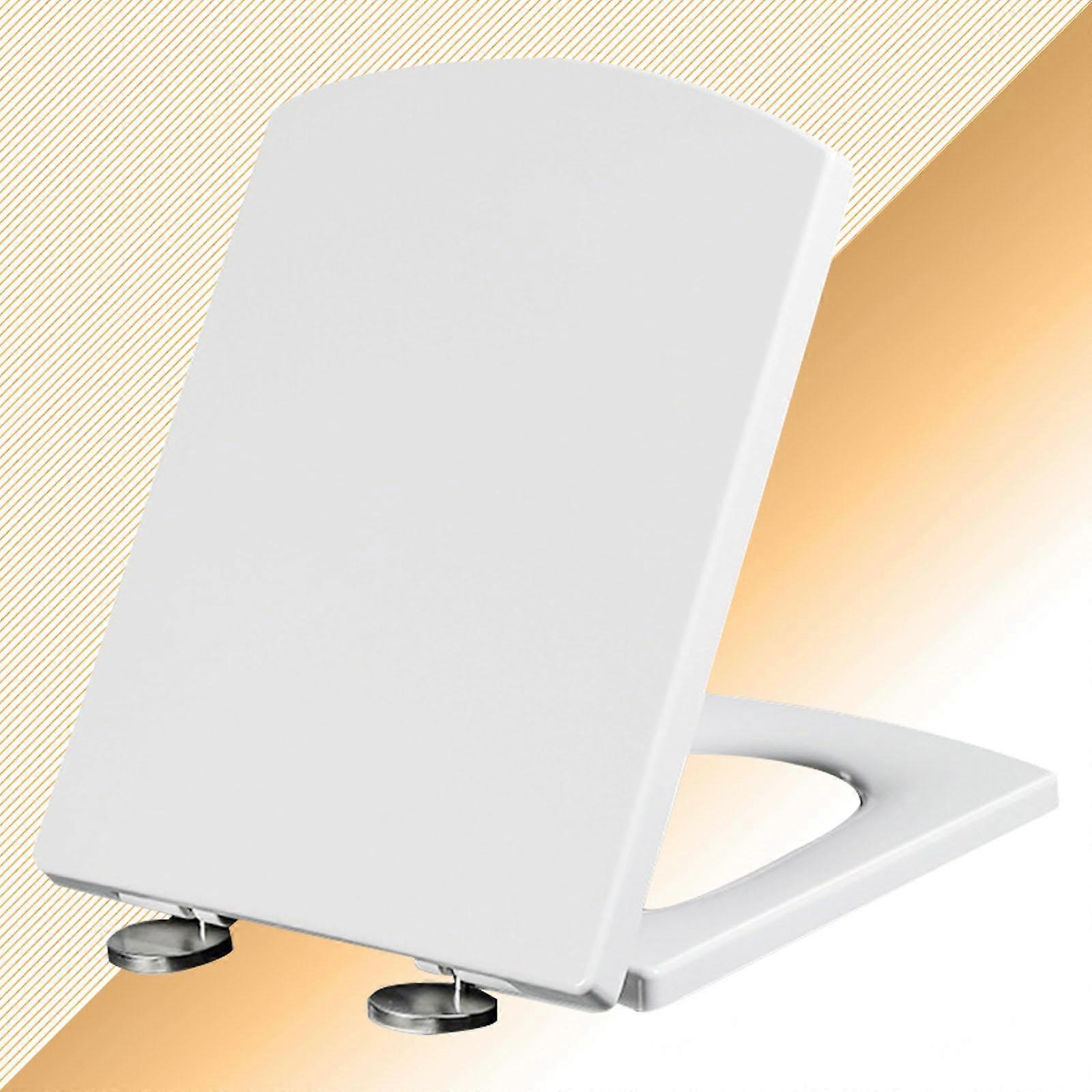 Square Soft Close Toilet Seat White with Quick Release Easy Clean and Adjustable Hinges 34.5x43cm