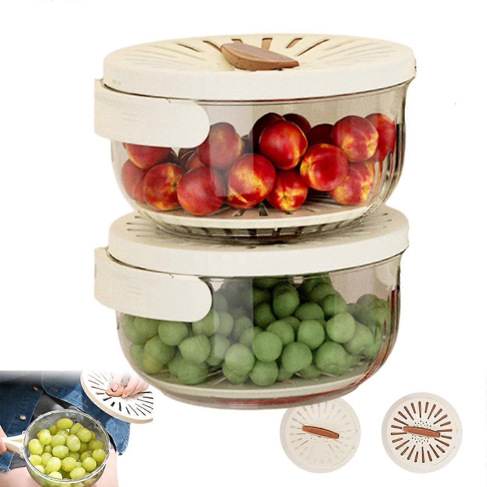 Collapsible Strainer and Fruit Vegetable Storage Container, 2in1 Foldable Bowl with Lock Lid