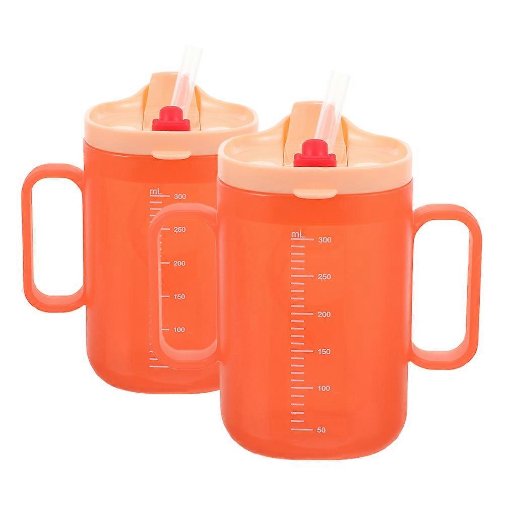 Adaptive Drinking Cup for Disabled Adults 2Pcs No Spill Toddler Cups Orange