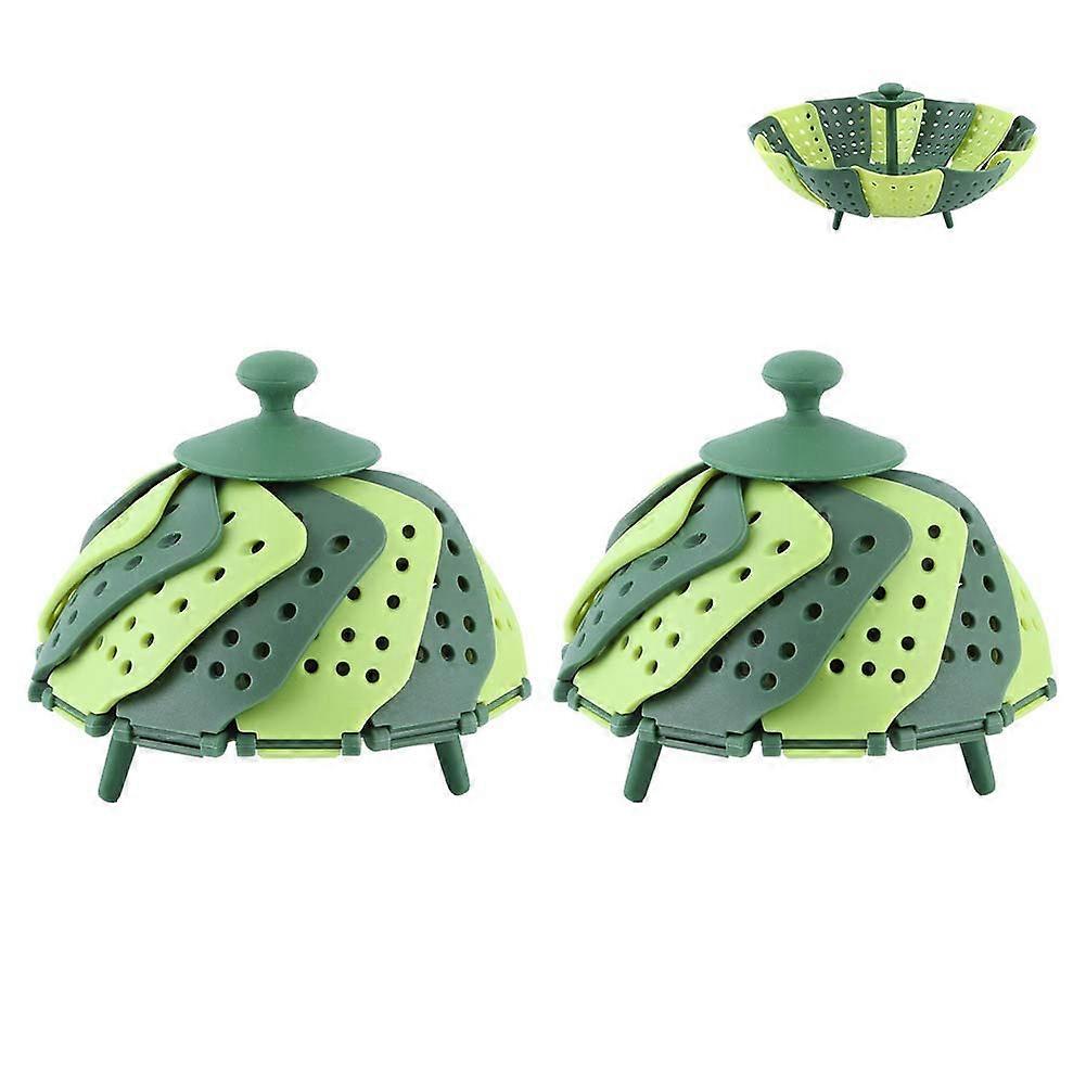2PCS Vegetable Steamer Basket Set, Expandable Collapsible Design with Telescoping Handle for Pots