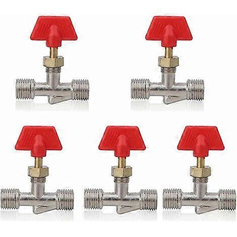 1/4in Needle Valve, 5pcs Replacement Air Compressor Needle Valve Brass Float Ball Valve Structure for Air Compressor