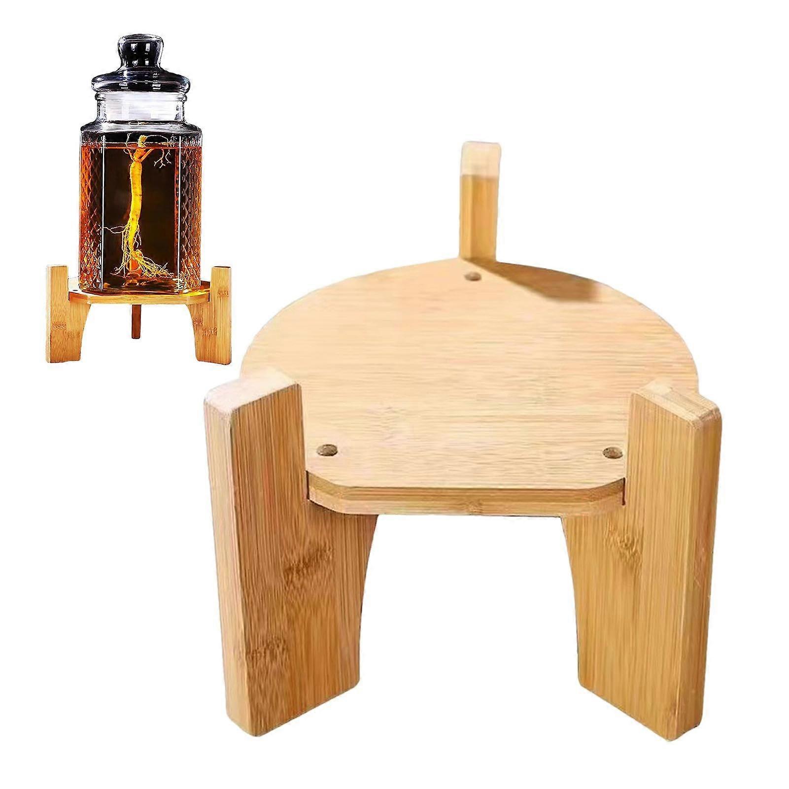 Beverage Dispenser Stand with Rustic Wood Design, Stable Round Base for Kitchen Countertop 17cm