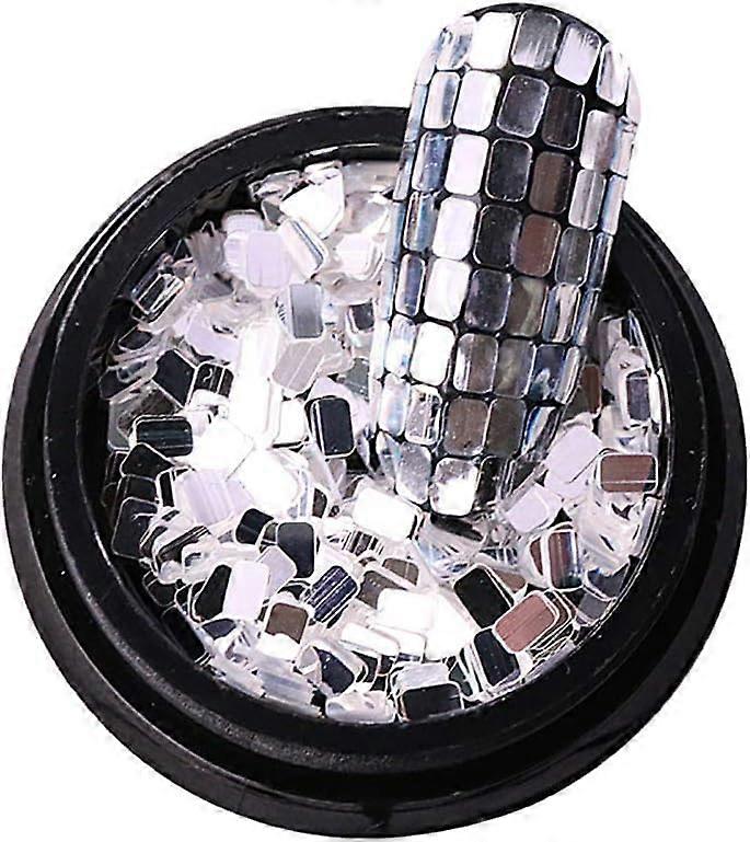Silver Square Nail Art Sequins Flat Rectangle Glitter for DIY Manicure and Resin Decorations