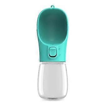 Portable dog water bottle, suitable for cats and dogs, leak-proof for outdoor use, suitable for small breeds, 350ml, turquoise.