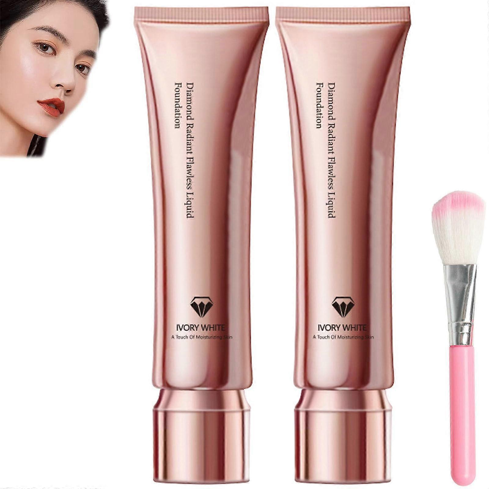 Full Coverage Waterproof Foundation 2pcs with Long Lasting Wear, Hydrating Matte Finish