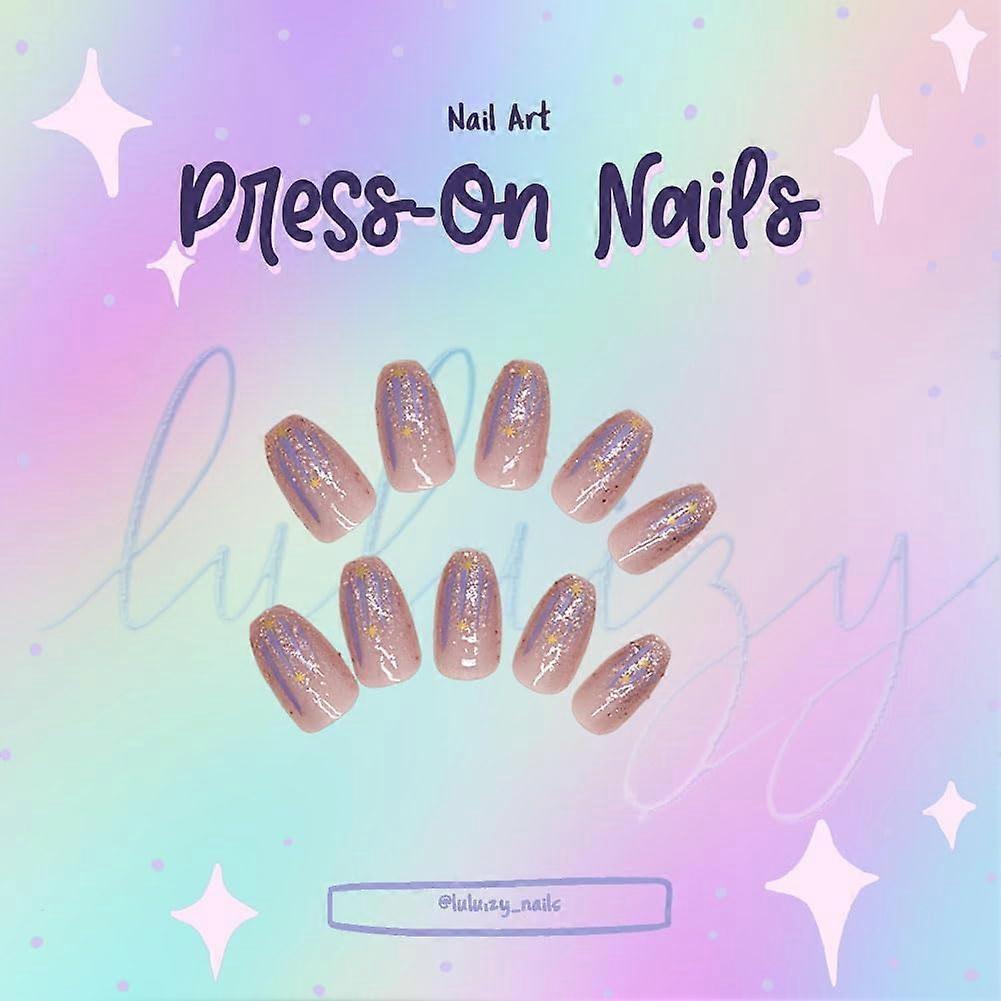 Holographic Reusable Press On Nails Kit with Glue and Accessories, Multiple Size Options