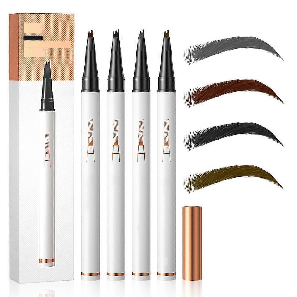 Waterproof 4Tip Microblading Eyebrow Pencil 4pcs LongLasting 3D Natural Brow Pen SmudgeProof