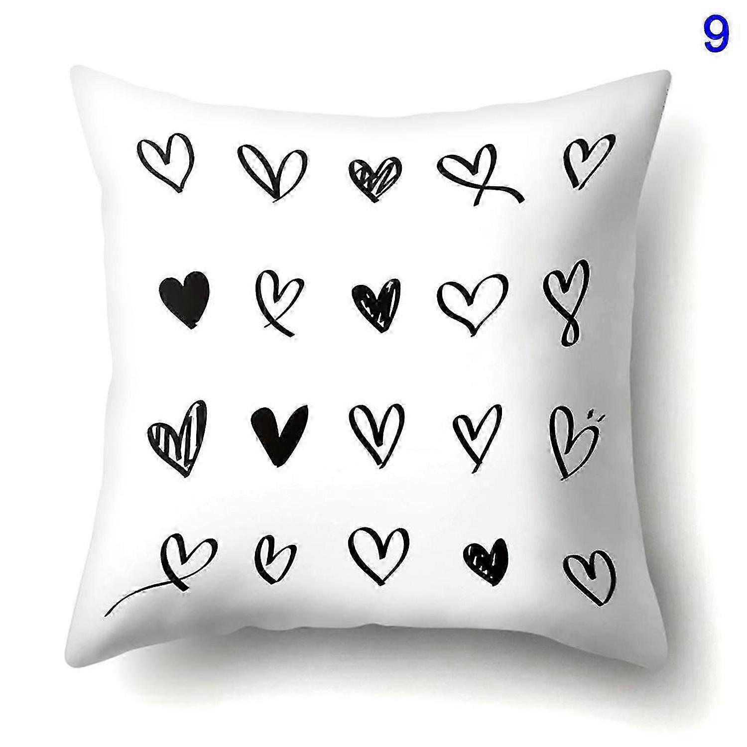 Black White Geometric Pattern Printed Decor Cushion Cover for Sofa Chair