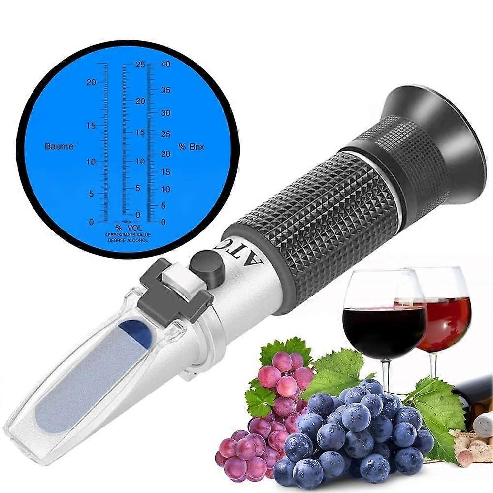 3in1 Wine Refractometer with ATC Triple Scale Brix Baume Alcohol Tester for Grape Winemaking