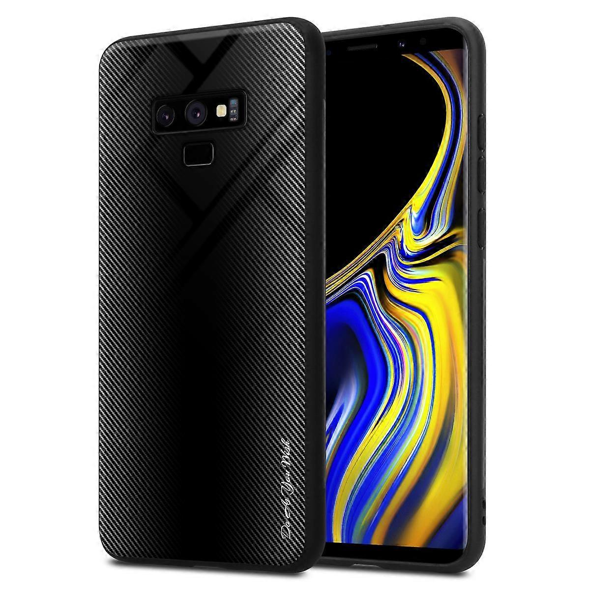 Samsung Galaxy NOTE 9 Case TPU Protective Case - Back Cover with Protective Glass - Striped Glass