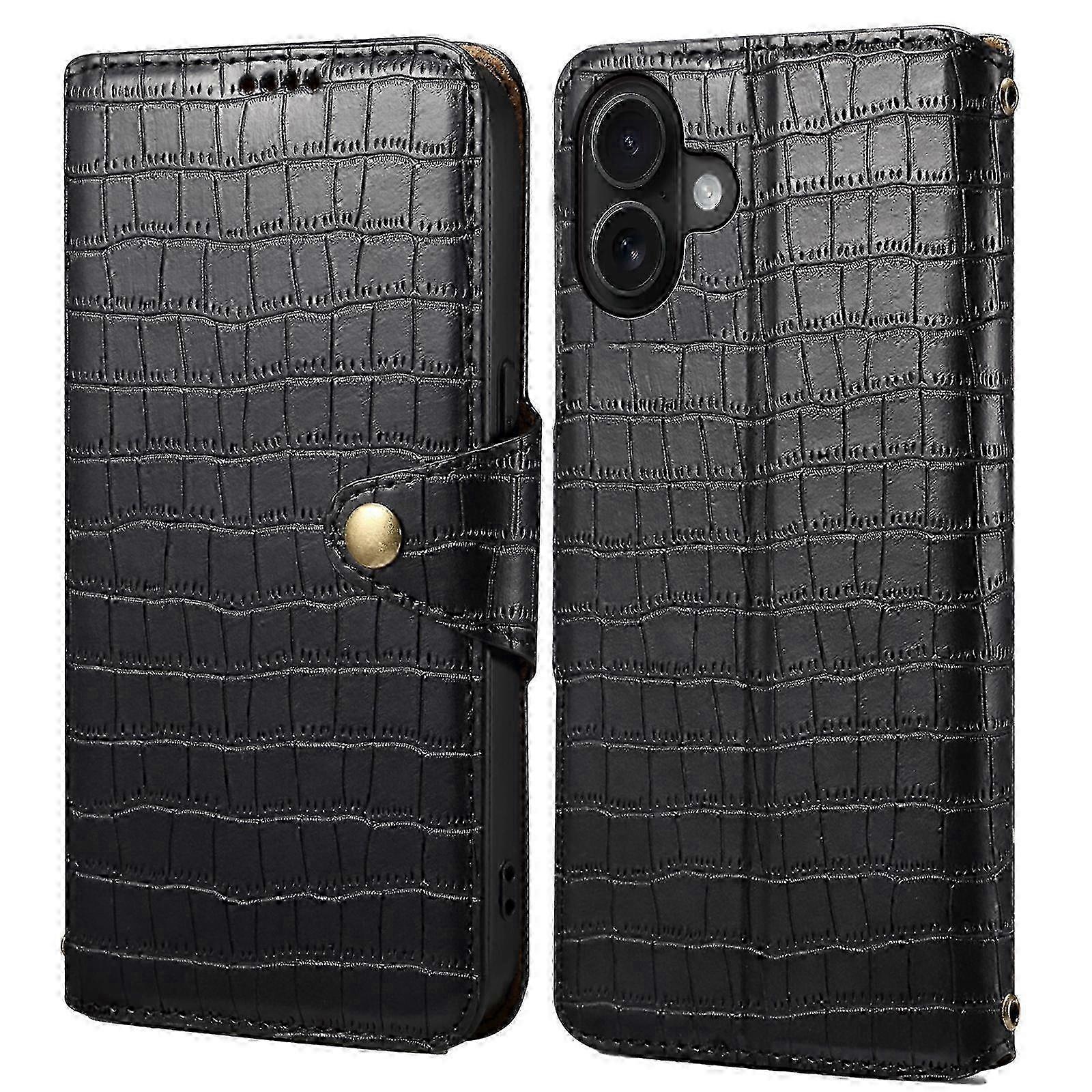 Denior Crocodile Texture Oil Edge Leather Phone Case