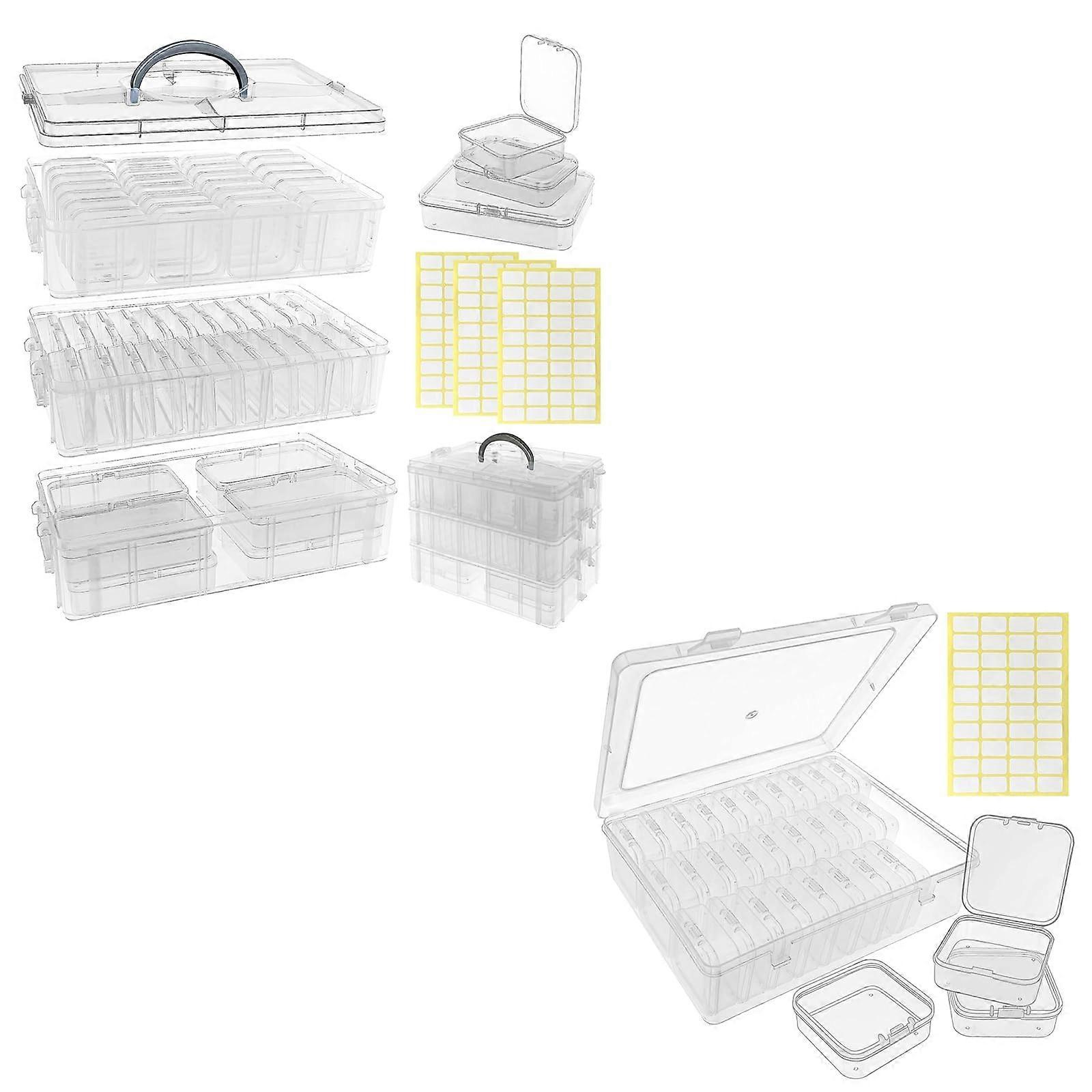 Stackable Bead Storage Organizer with Clear Containers for Jewelry Making and Craft Supplies