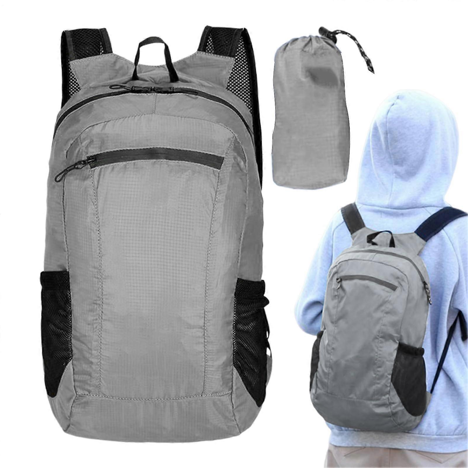 Waterproof Backpack 20L Lightweight Foldable Hiking Daypack with Quick Access Pockets Light Gray