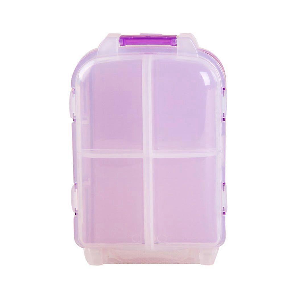 1PC Three-layer Folding Pill Box Plastic Three-section Pill Storage Case(Purple)