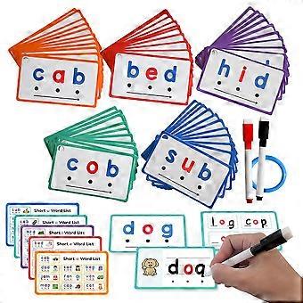 Montessori Phonics Flash Cards Set for Kids, Reusable CVC Words Learning Cards, Build Reading Fluency