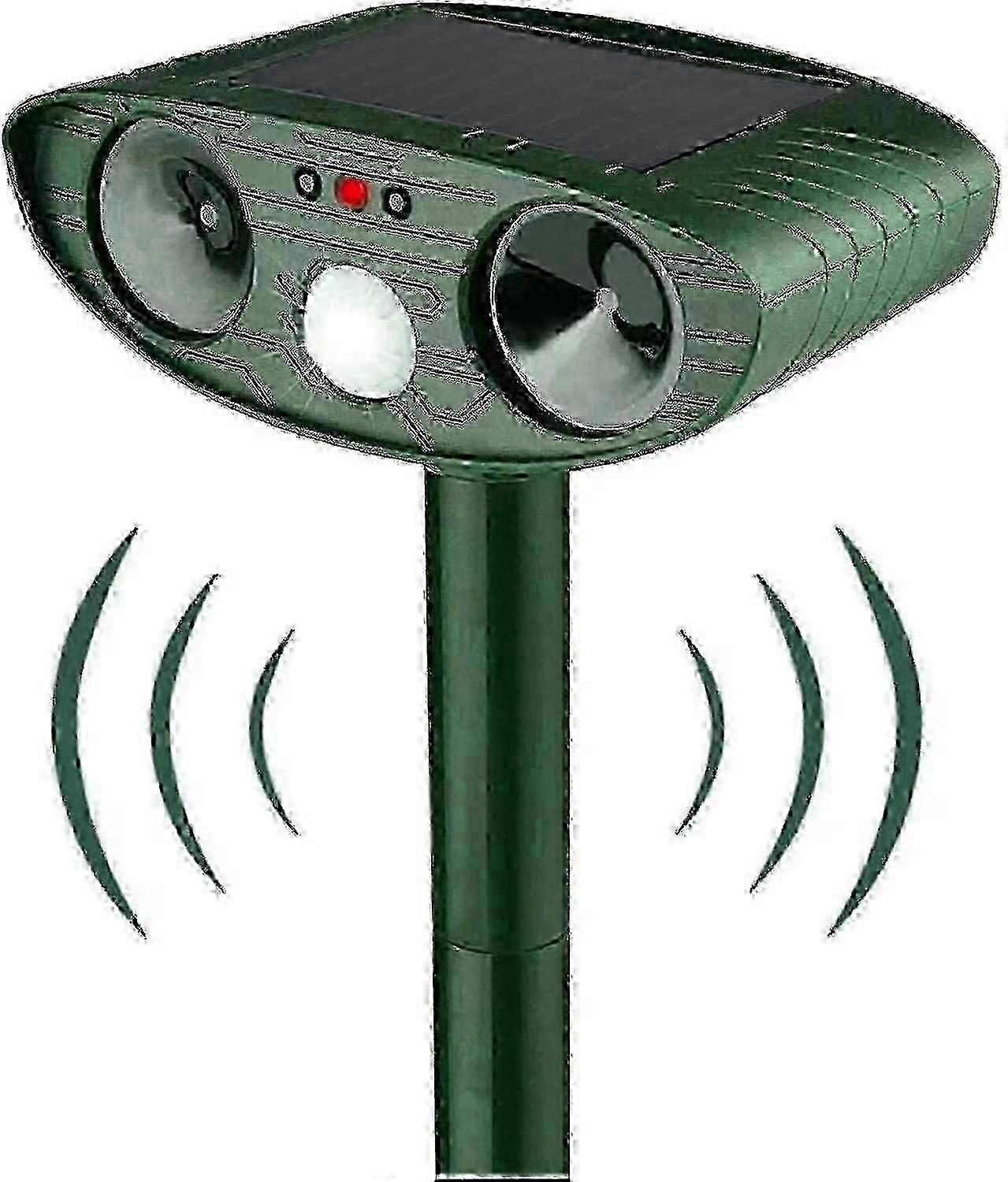 Motion sensor solar powered ultrasonic cat repeller