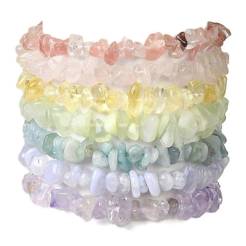 7pcs Gemstone Stretch Bracelet sets Mixed color Inner Diameter: 2-1/8 inch(5.5cm) 7pcs/set