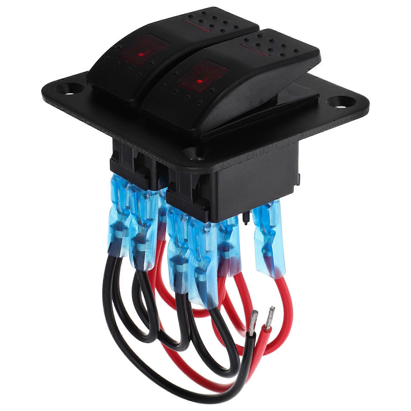 Red LED Backlit Marine Switch Panel 2 Gang Waterproof Toggle for Boats