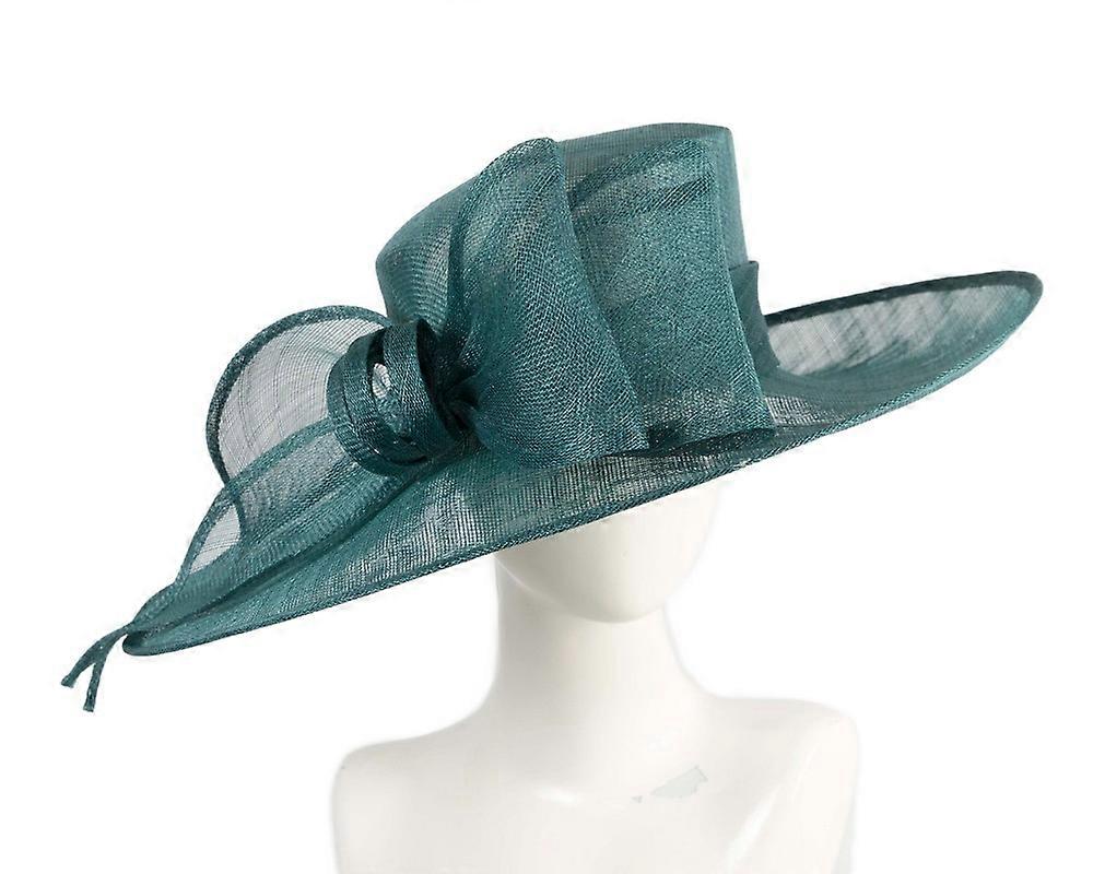 Teal sinamay hat with large bow by Max Alexander MA994TE