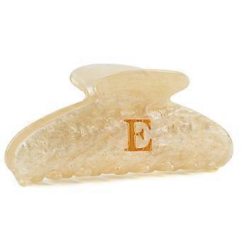 Pince à cheveux en acrylique avec lettre de 10 cm pour femme, grande pince mignonne effet marbre beige pailleté, pour cheveux épais ou fins, style français, maintien fort.