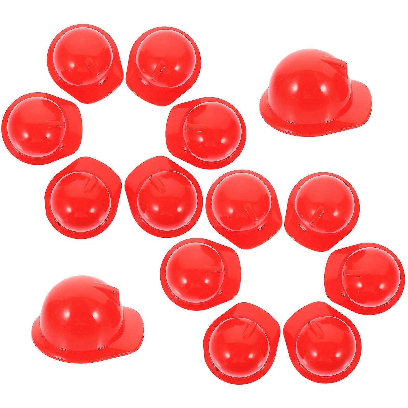 Miniature Construction Hat Plastic Safety for Decor 20Pcs Red Doll Accessory