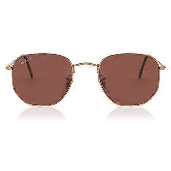 Ray-Ban RB3548N Hexagonal Polarized 9202AF Full Rim Rose Gold Unisex Oval Sunglasses UV3 Polarized Original