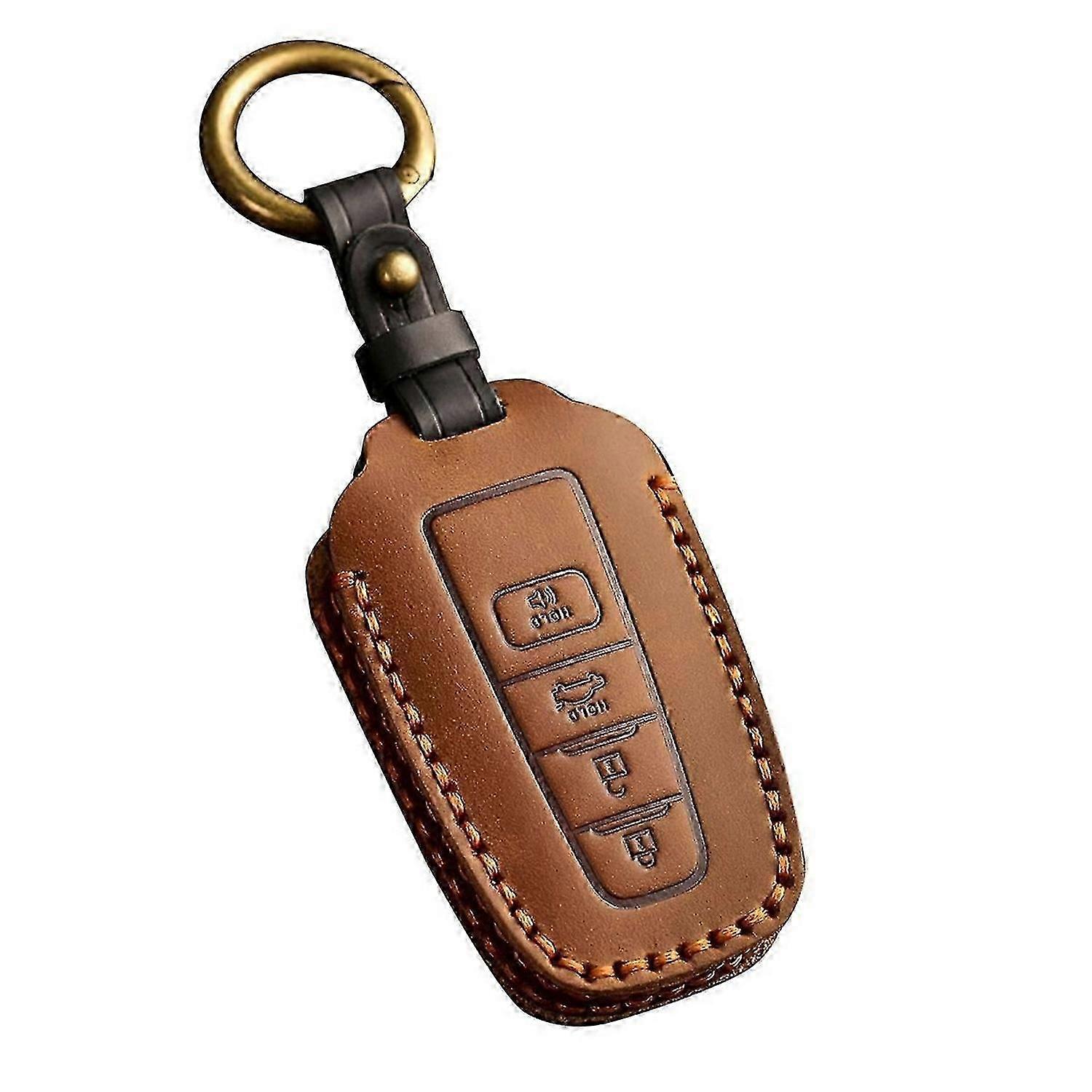 Car Key Case Cover Shell Fob compatible with 4 Button Brown