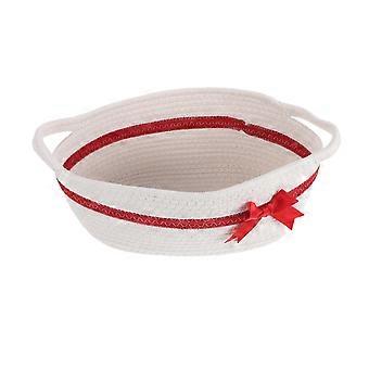 Christmas Gift Basket Empty with Bow: Woven Cotton Rope Storage Basket with Handles for Christmas Wedding Baby Showers Holiday Decor - Includes Clear 