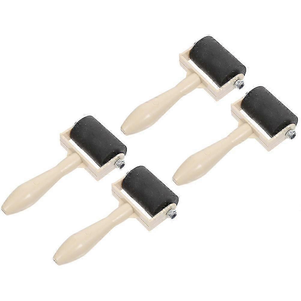 Printmaking Roller, Rubber and Plastic, for Inking Blocks Carving Stamping, Craft 4Pcs Set