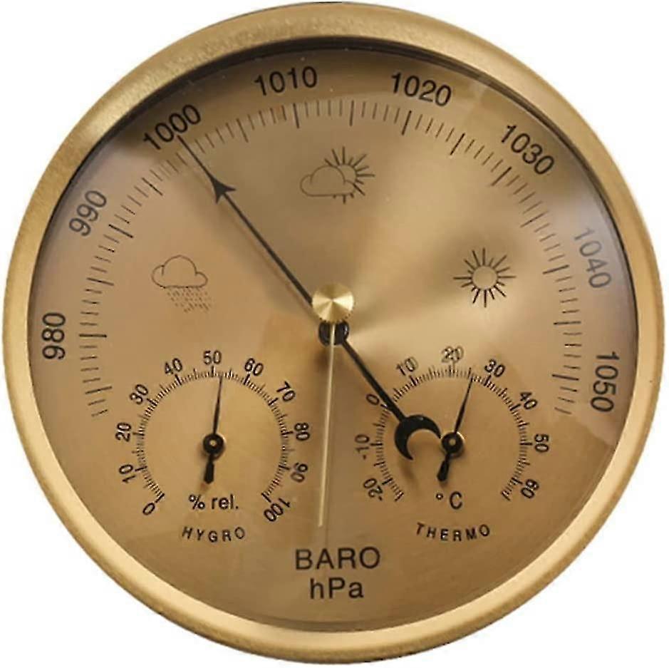 Hygrometertermometer 3 tums barometerbarometer, tryckkransar väggmonterad hushållstermometer för