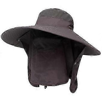 Chapeau de pêche de protection solaire gris foncé, chapeau de soleil d’escalade en plein air d’été